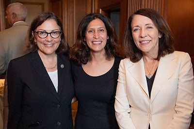 BSA President and CEO Victoria Espinel (center) with 2018 Software Champion Sen. Maria Cantwell (right) and 2017 Software Champion Rep. Suzan DelBene (left), both representatives of Washington state.